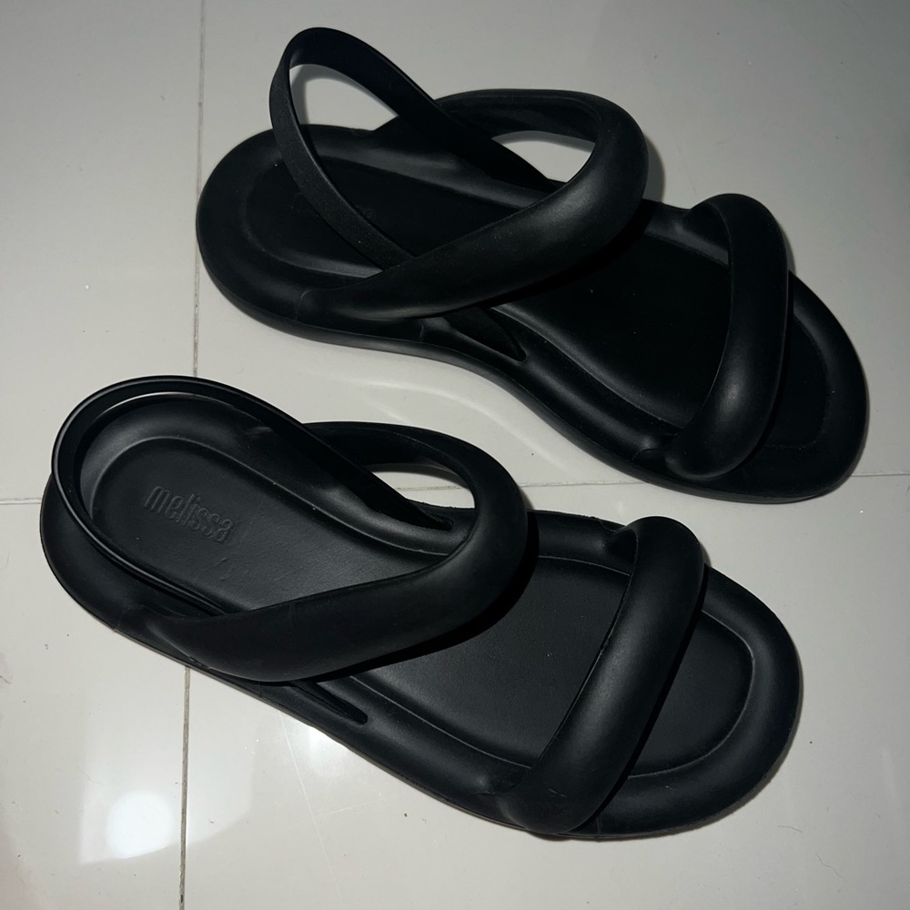 Melissa Sleek Black Sandals - Size: 8